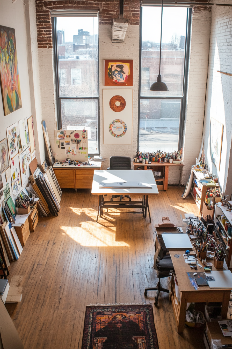 A creative studio office with an open, flexible layout