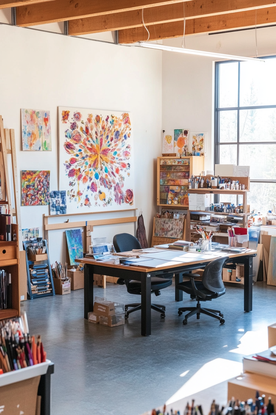A creative studio office with an open, flexible layout