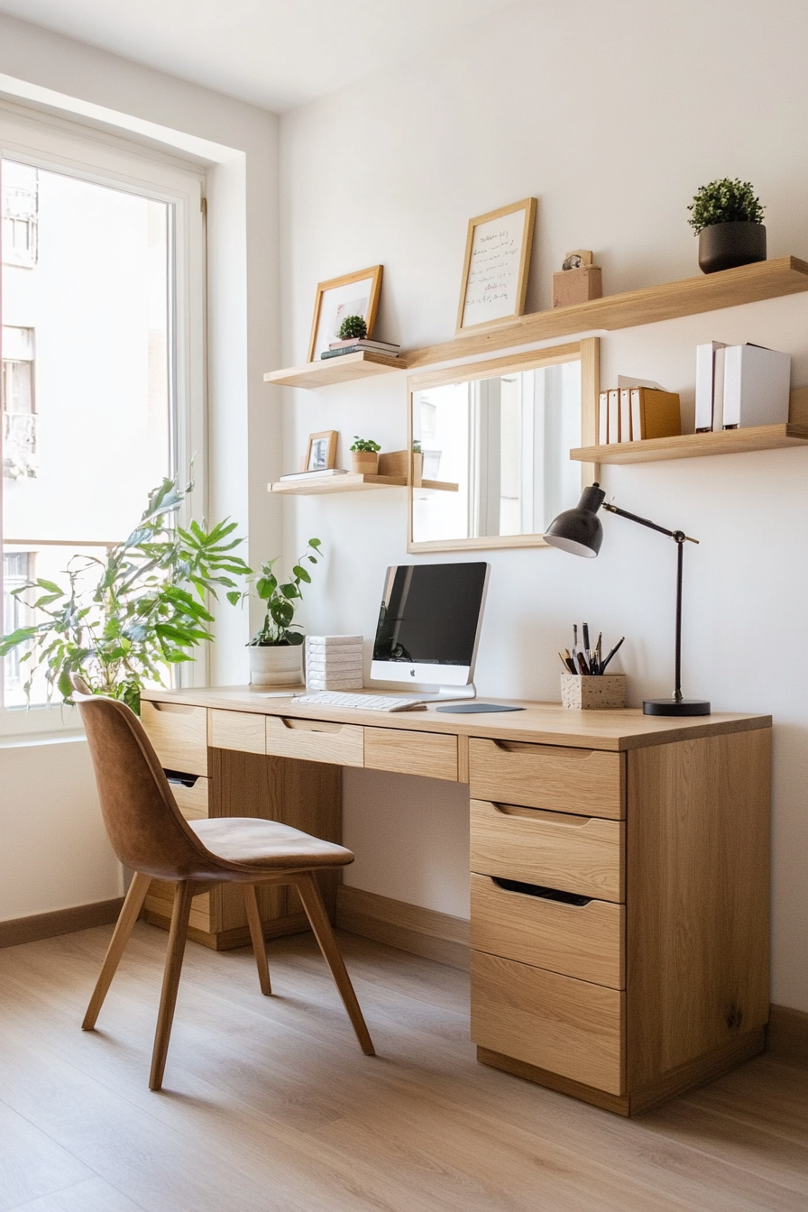 A small office with multifunctional furniture
