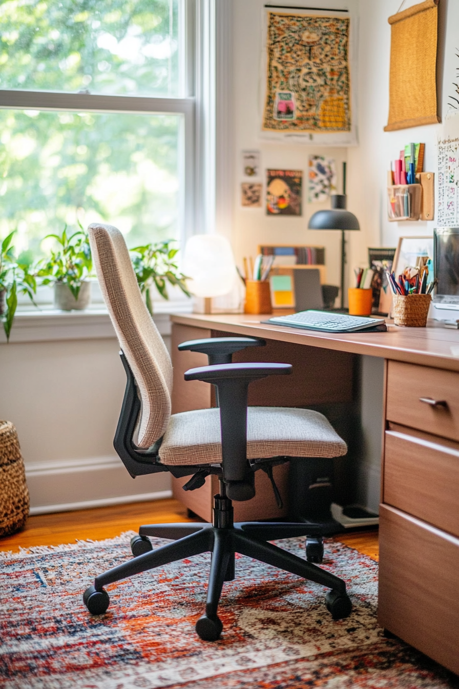A cozy cubicle with ergonomic furniture
