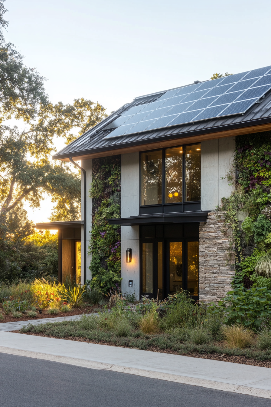 Modern sustainable home with eco-friendly features