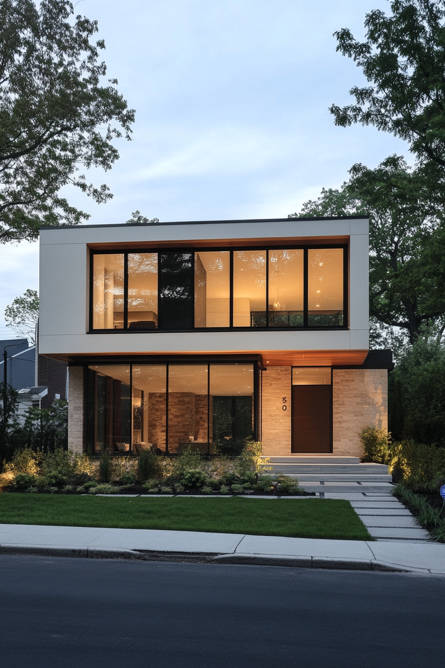 Contemporary home with open floor plan and large windows