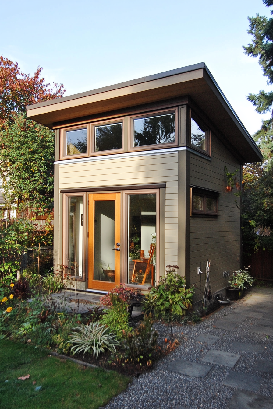 Charming tiny home with compact design and large windows