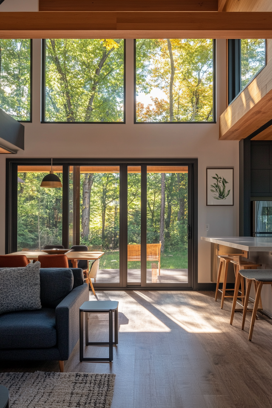 Interior of modular home with efficient use of space