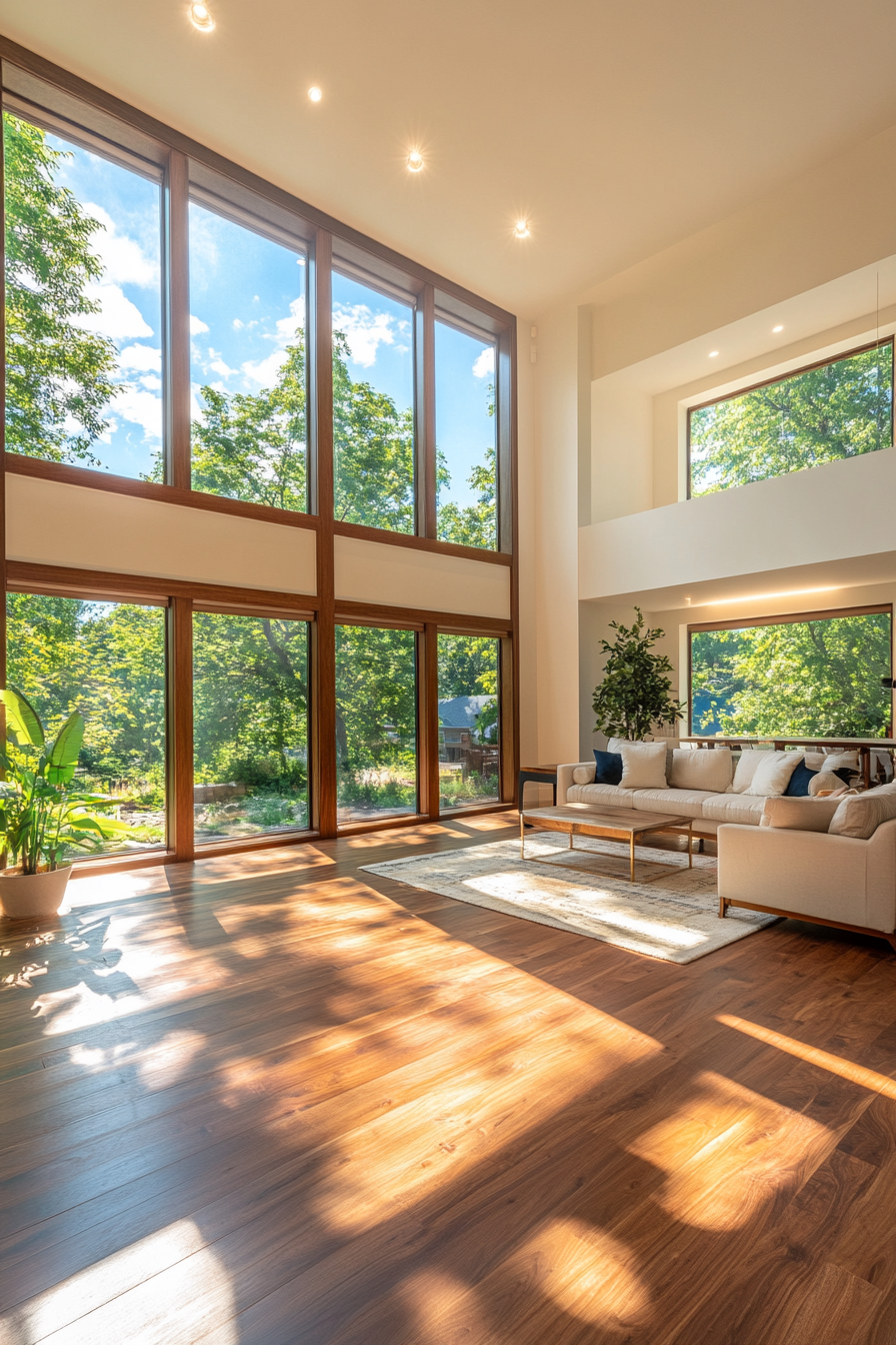 Interior of sustainable home with eco-friendly materials