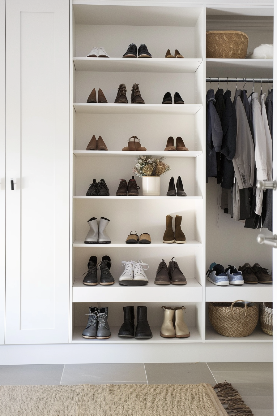 Overhead shoe storage with sturdy racks
