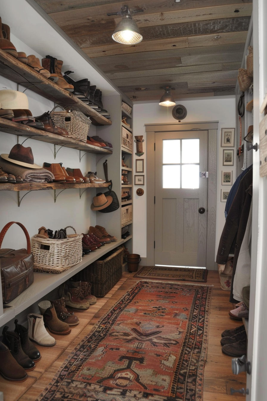 Overhead shoe storage with sturdy racks