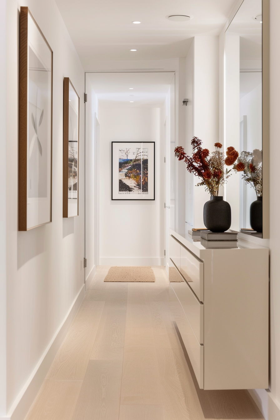 Slim hallway shoe cabinet with tilt-out drawers