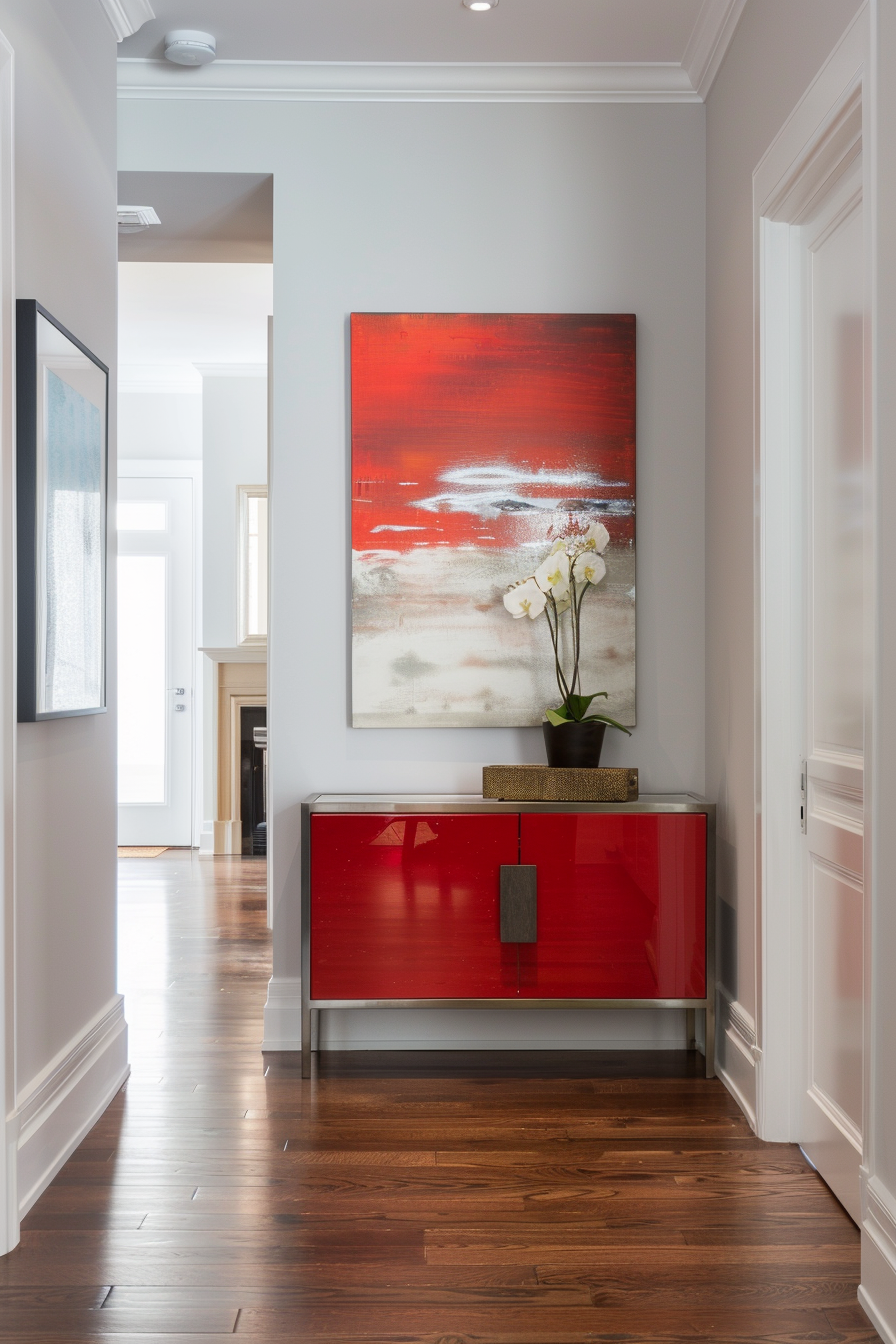 Slim hallway shoe cabinet with tilt-out drawers