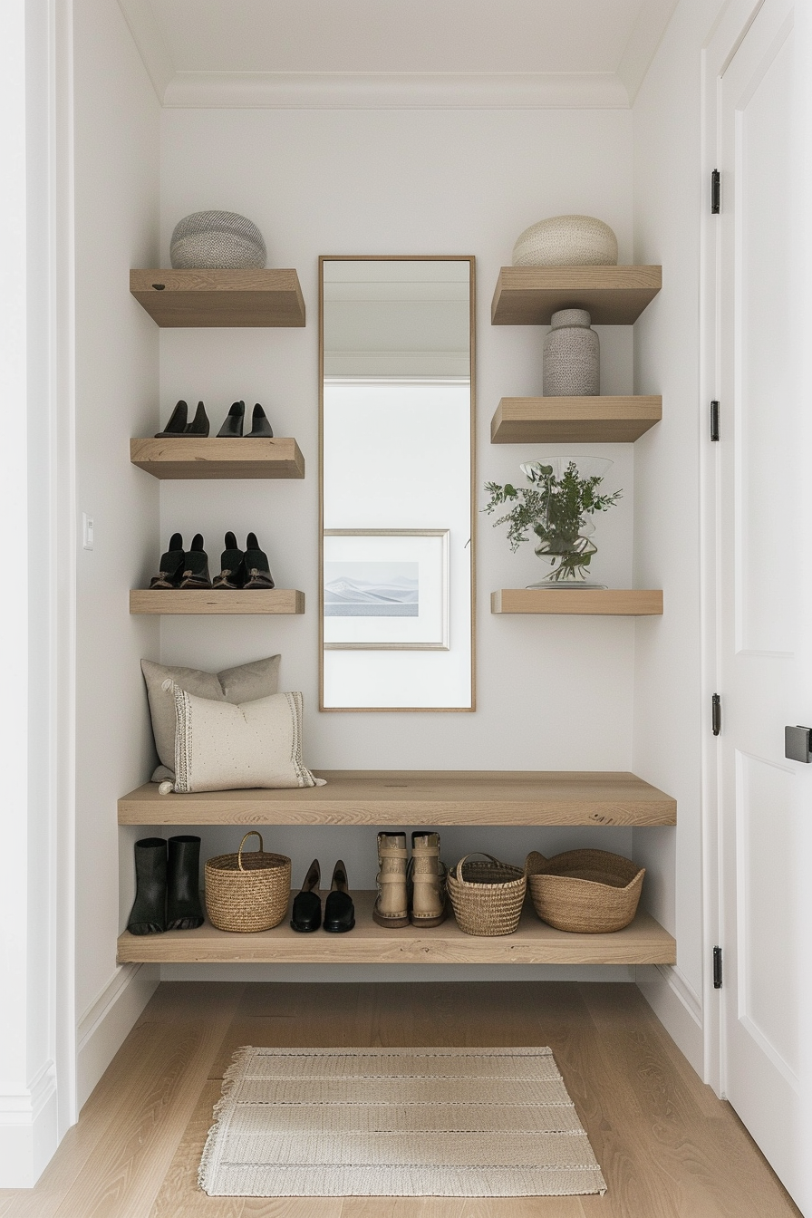 Floating shoe shelves with a modern design