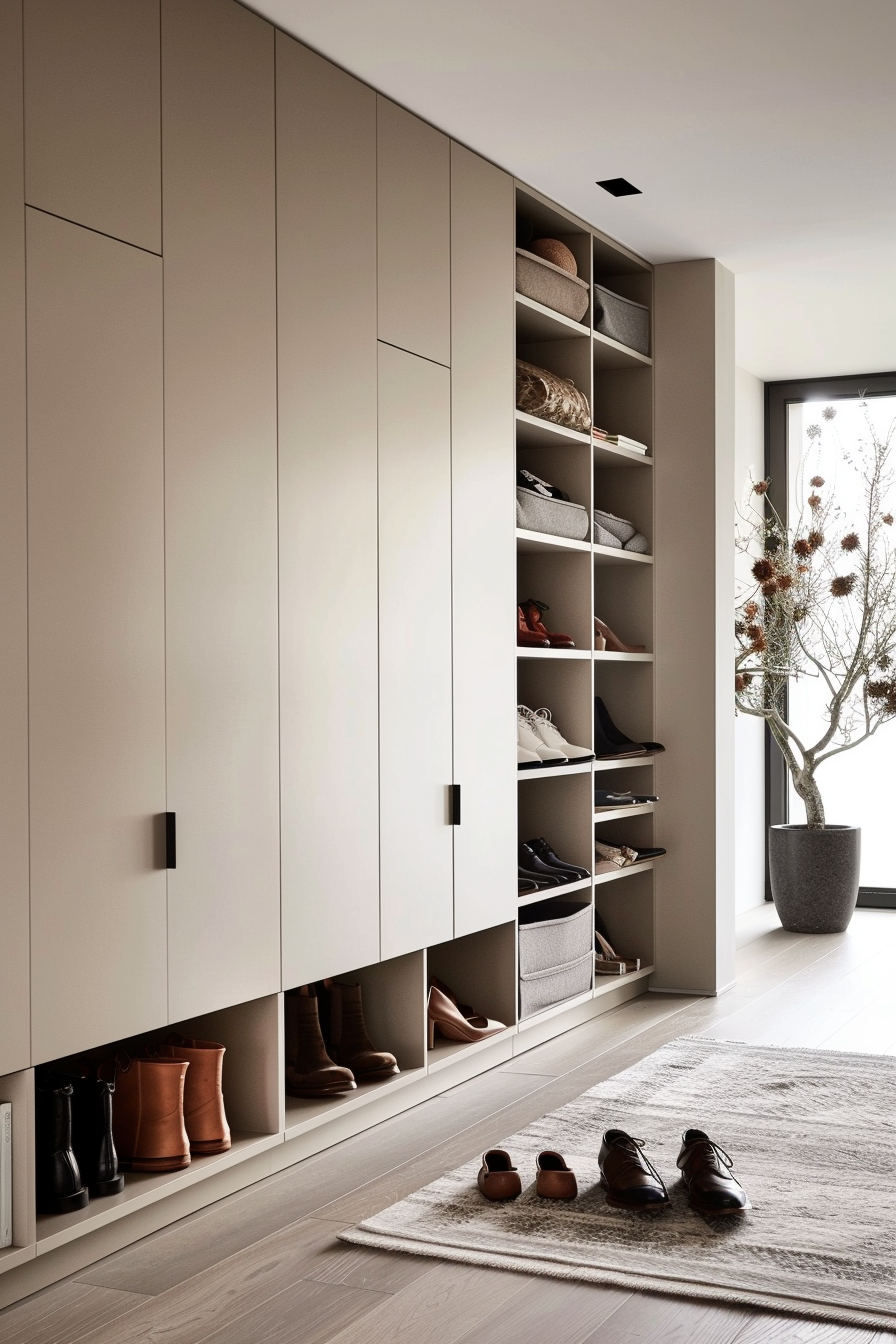 Shoe storage cubby unit with individual compartments