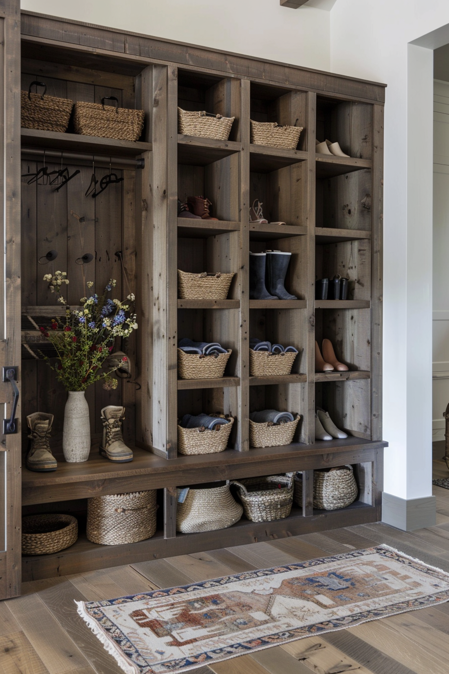 Shoe storage cubby unit with individual compartments