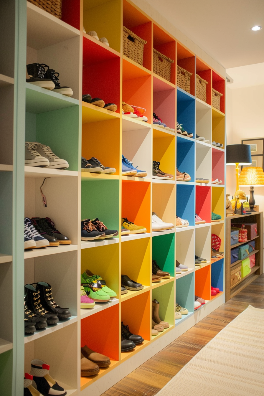 Shoe storage cubby unit with individual compartments