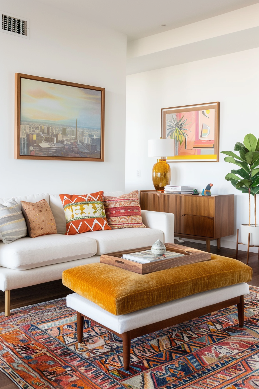 Living room with multifunctional furniture