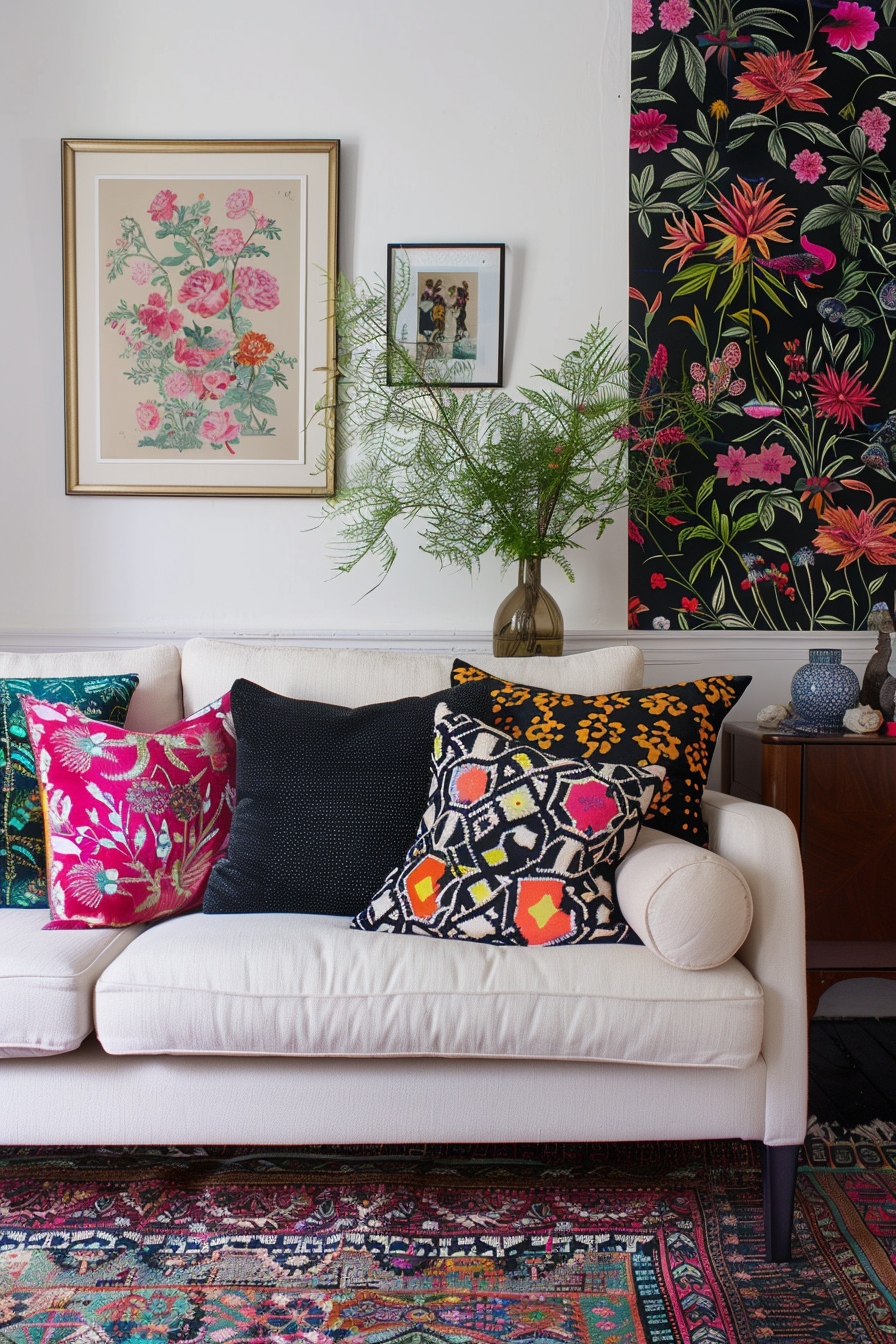Living room with mixed modern and traditional patterns