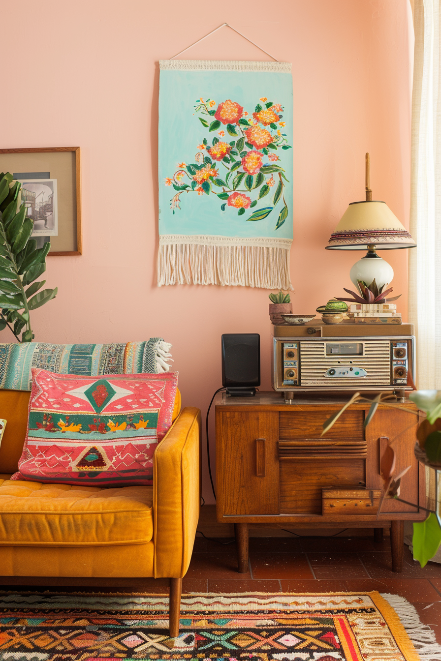 Living room with DIY projects