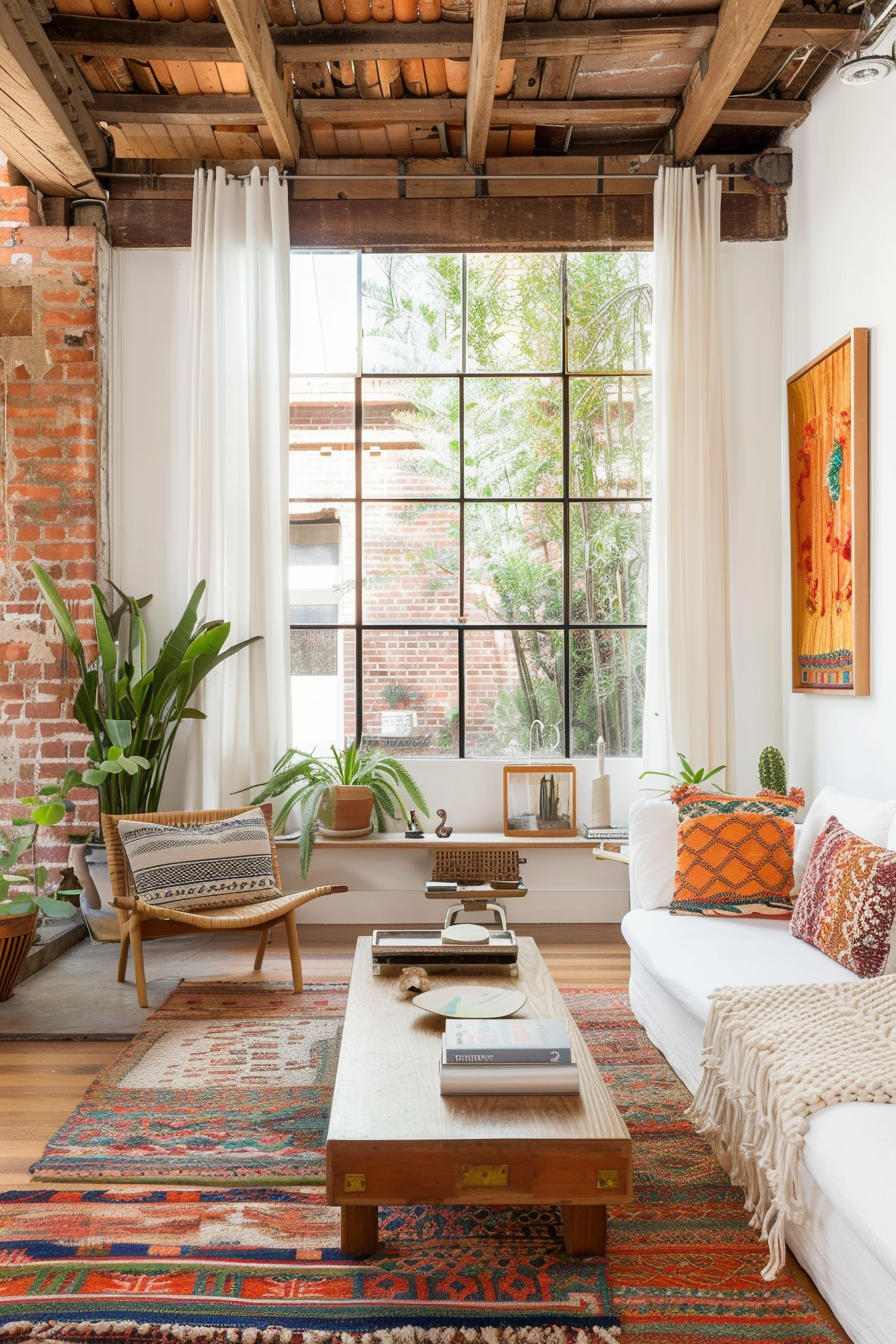 Living room with highlighted architectural features