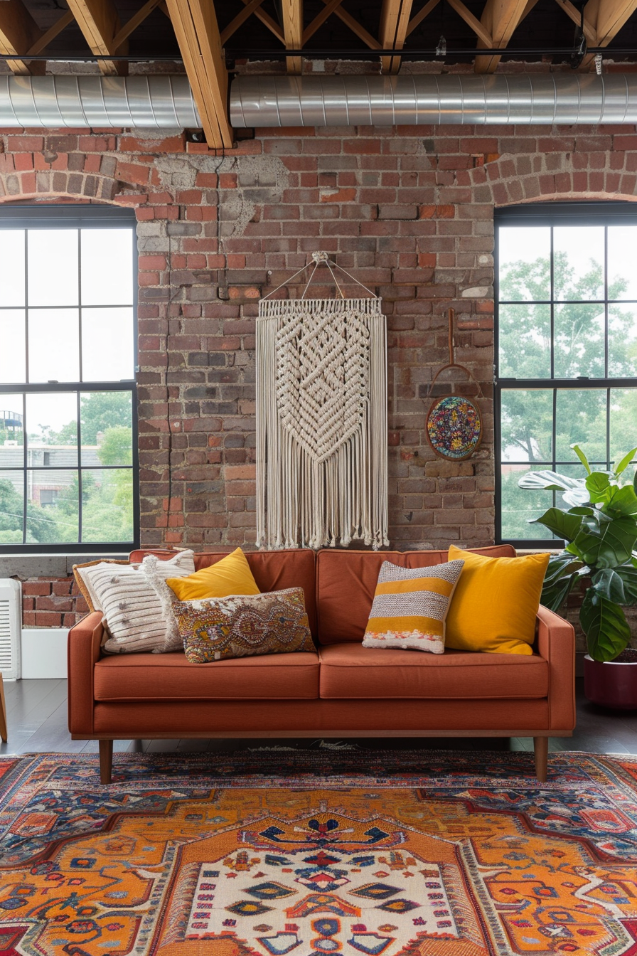 Living room with highlighted architectural features