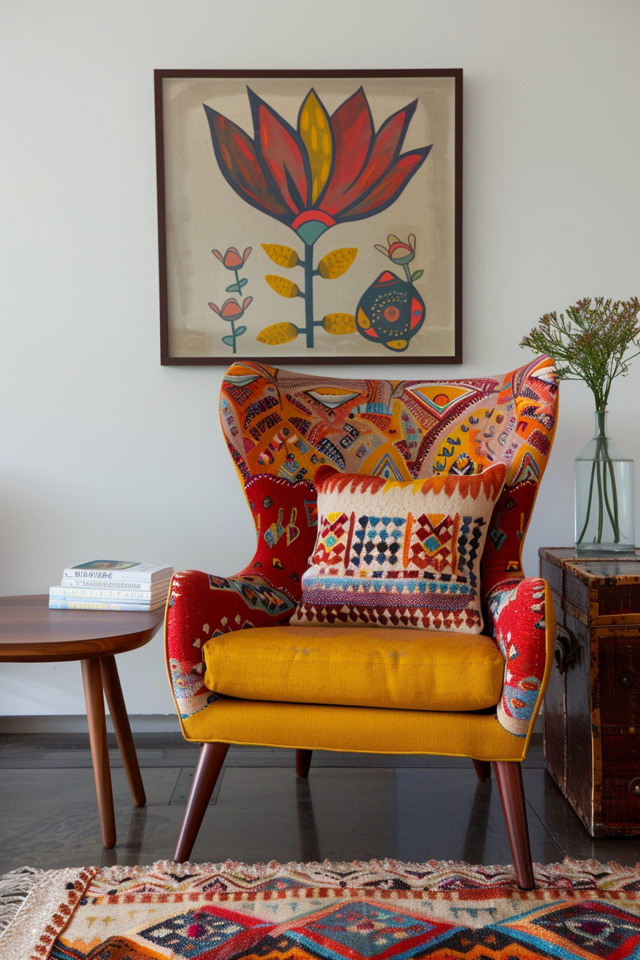 Living room with a bold statement piece