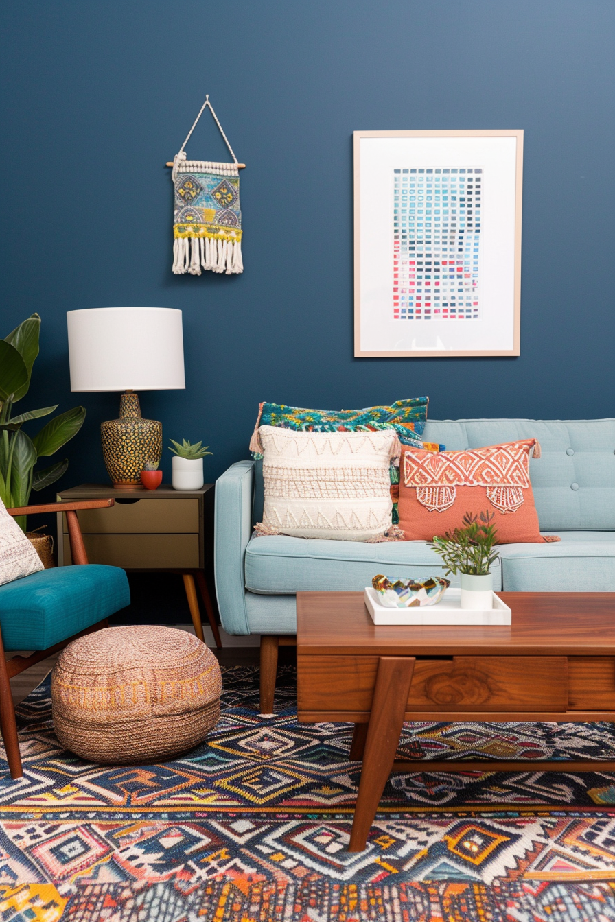 Living room with mid-century modern furniture