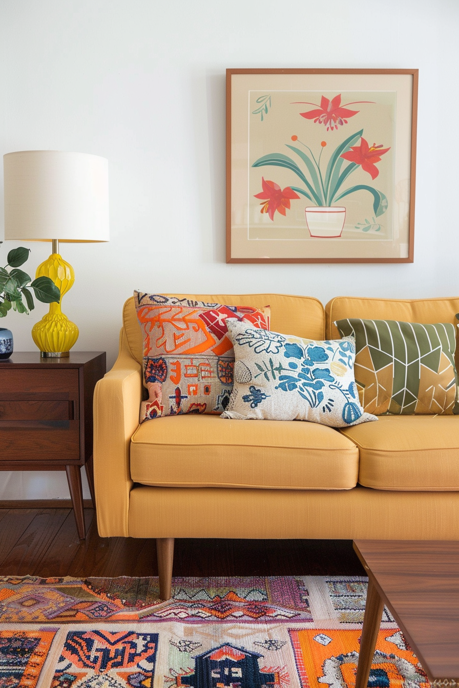Living room with eclectic decor pieces
