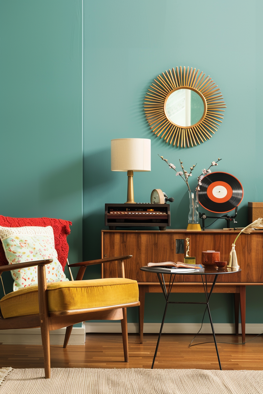Living room with vintage and retro finds
