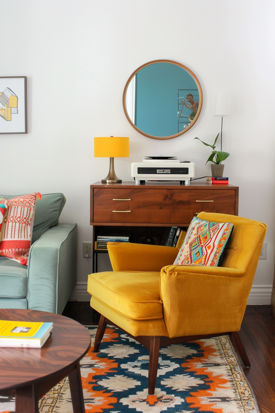 Living room with vintage and retro finds