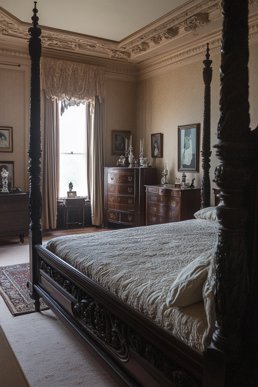 Classic Victorian bedroom with a four-poster bed