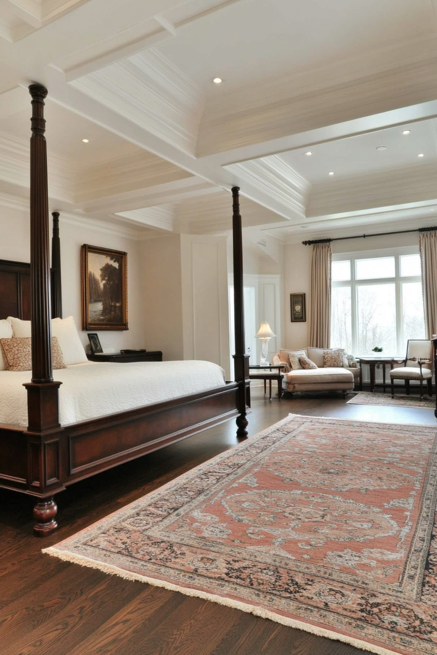 Large Victorian bedroom with a four-poster bed