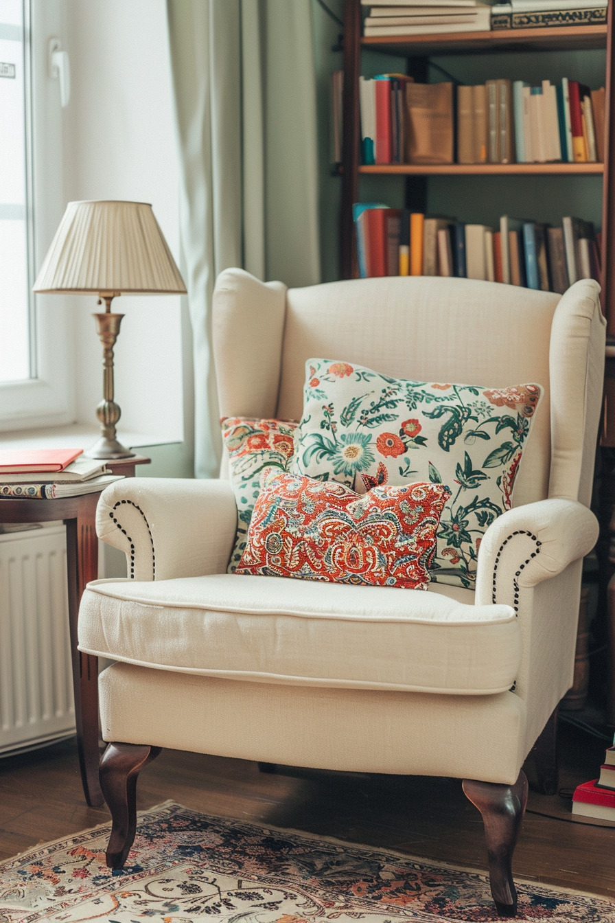 Antique lamp and vintage books