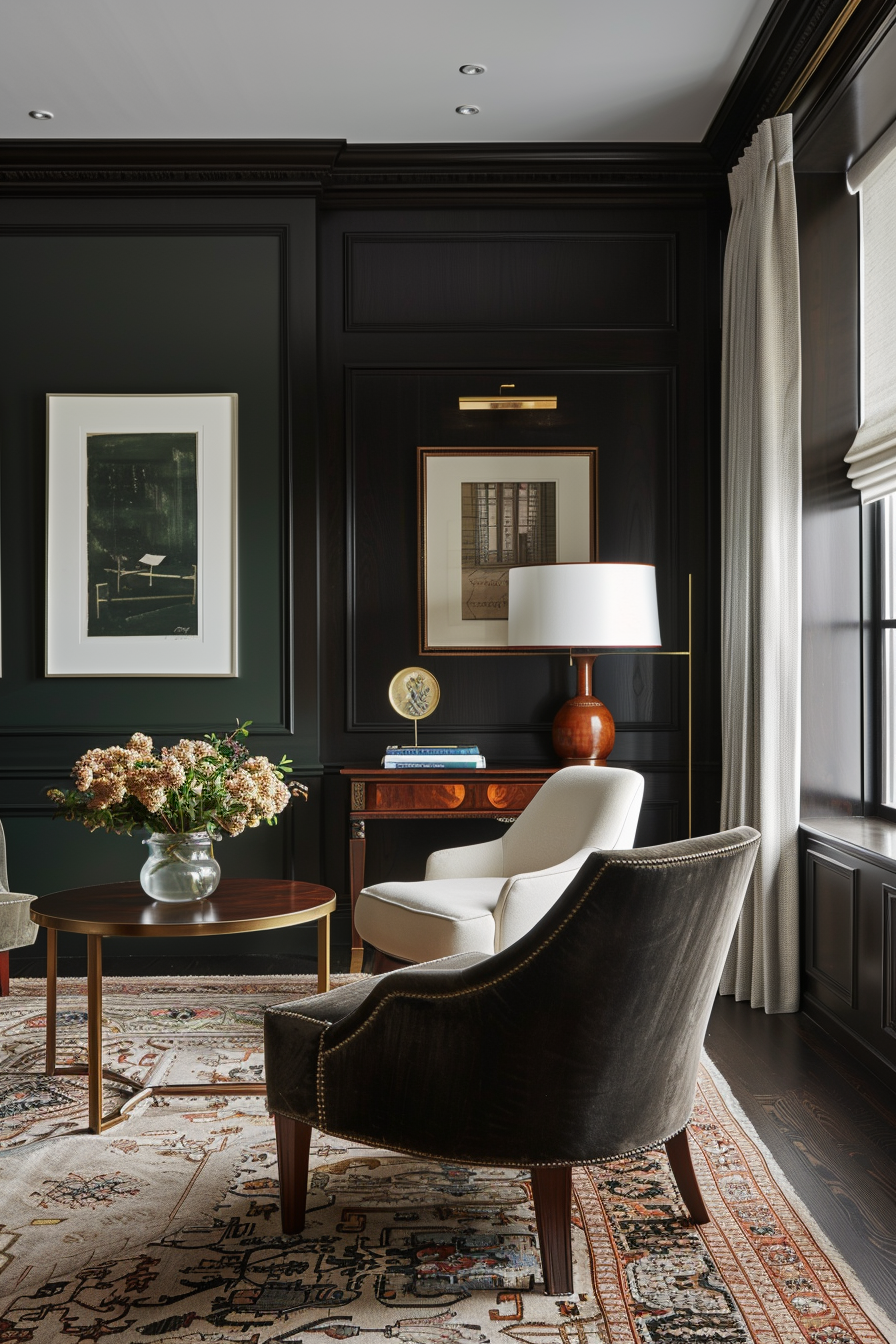 Metallic accents and rich textiles