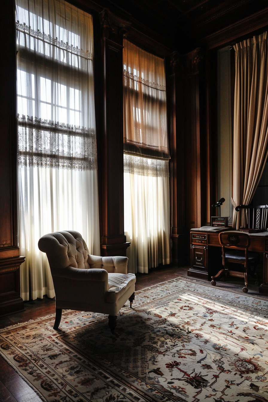 Velvet drapes and lace curtains