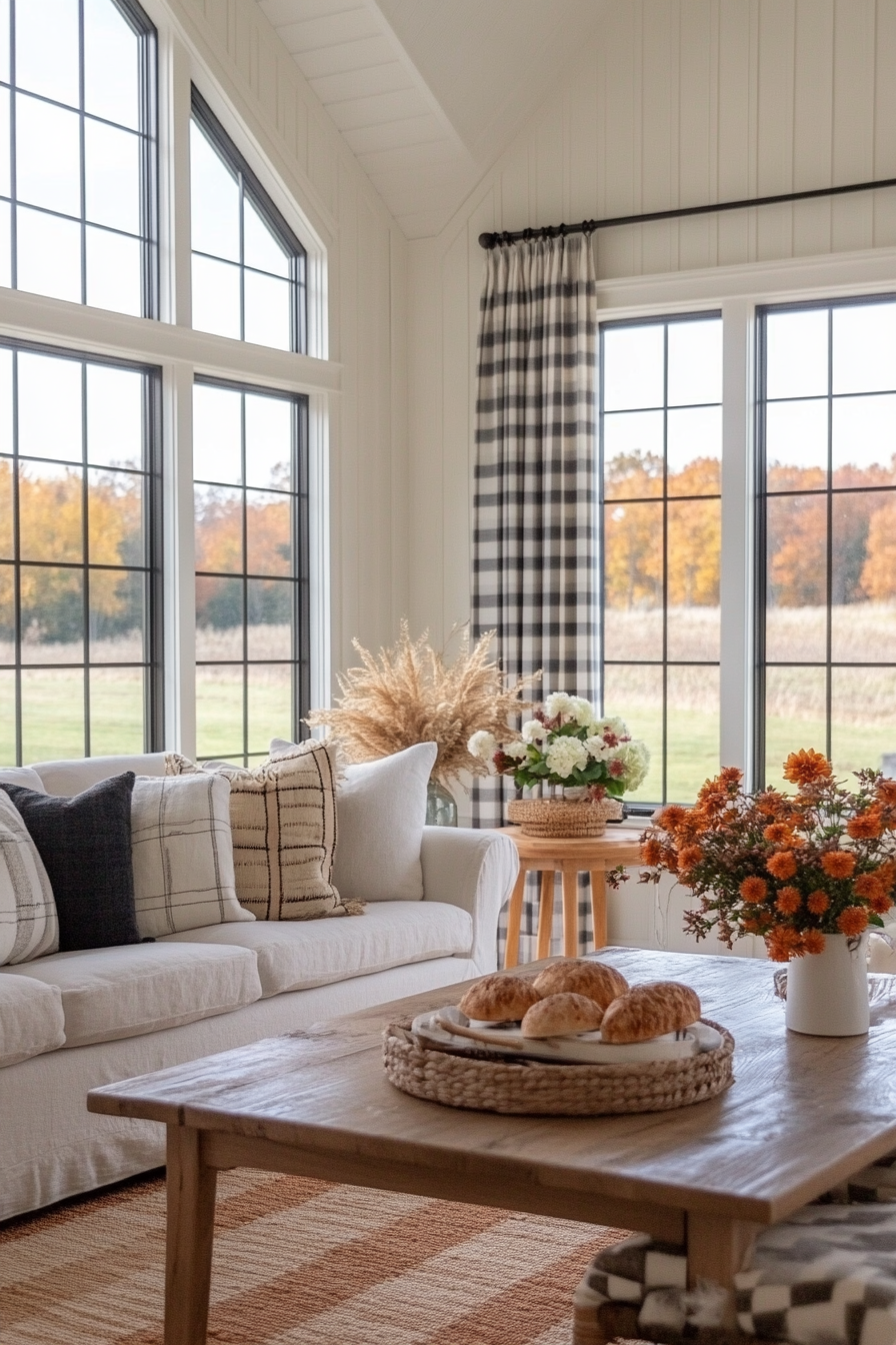 Farmhouse-style shiplap accent wall