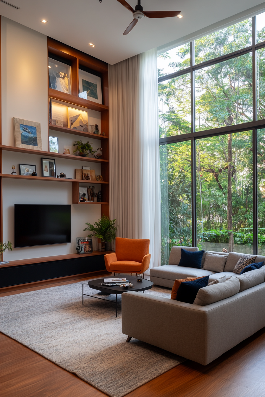 Built-in bookshelf accent wall