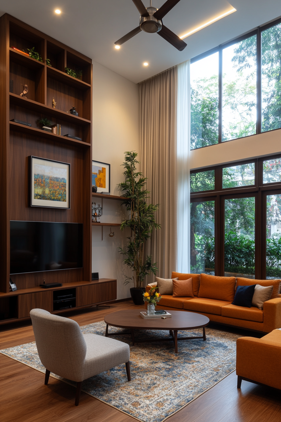 Built-in bookshelf accent wall
