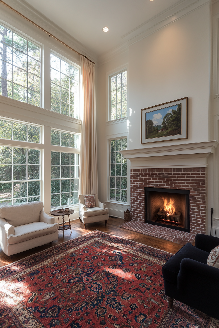 Brick fireplace accent wall