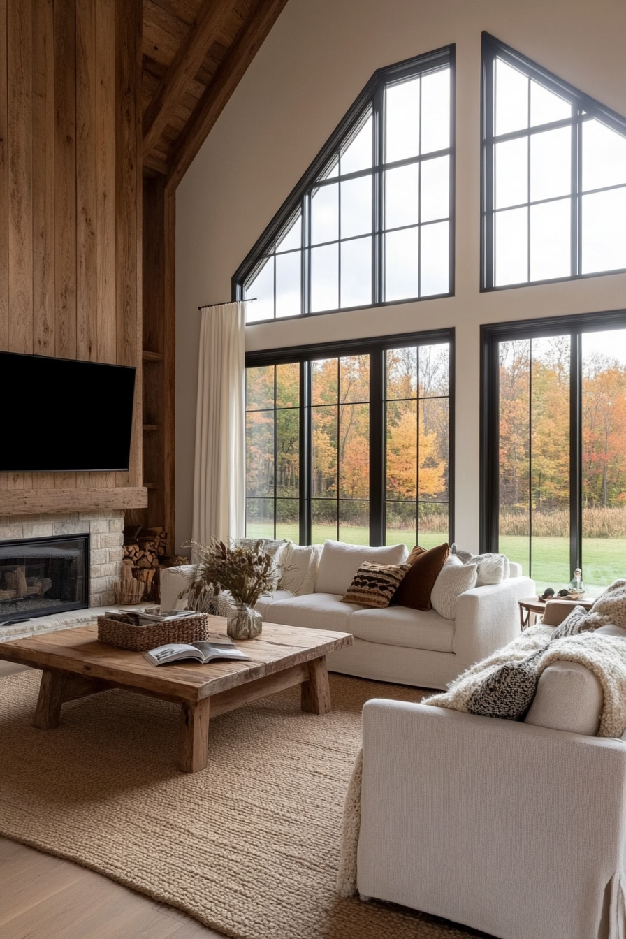 Rustic accent wall made from reclaimed wood