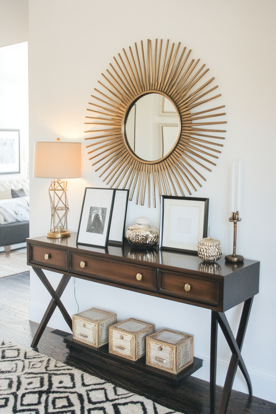 Art Deco-specific decor items with luxurious materials and metallic finishes