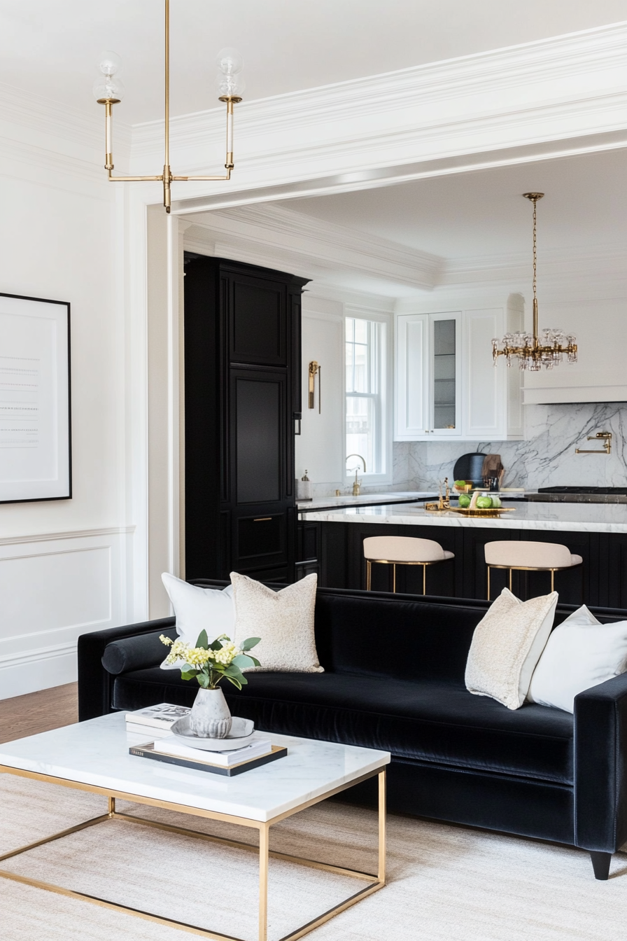 Modern Art Deco with sleek lines and rich materials