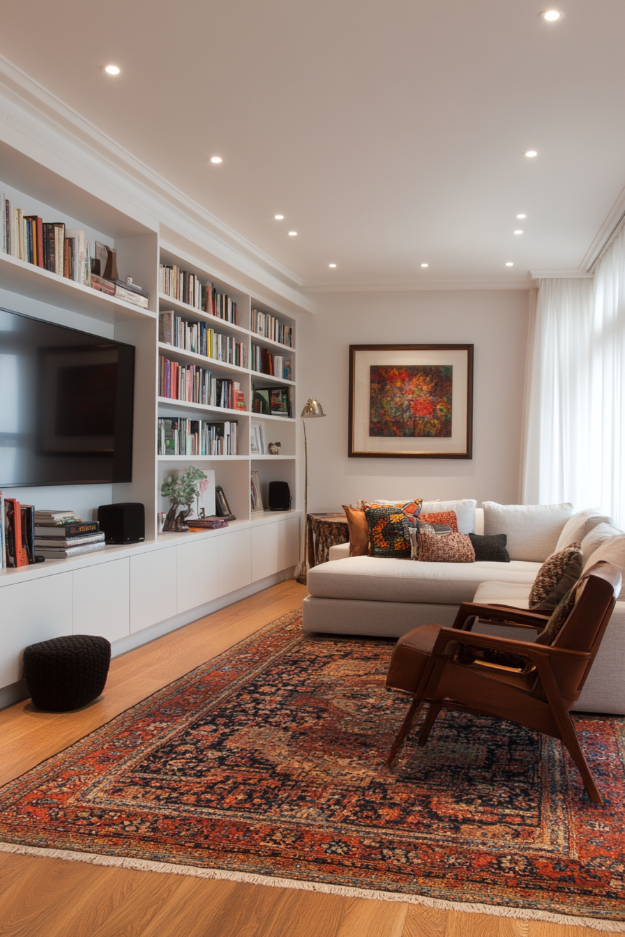 Floating built-in shelves