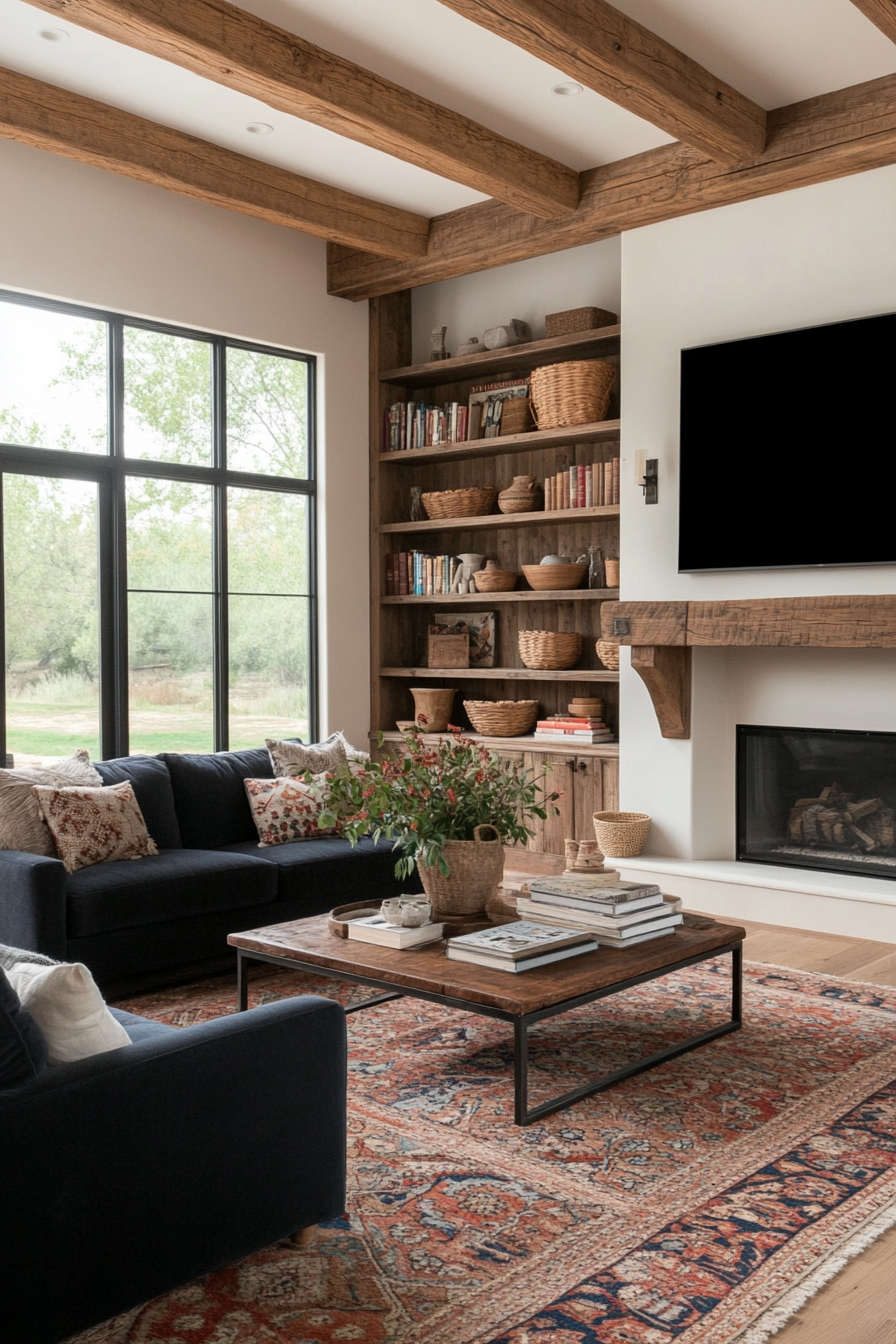 Rustic built-in shelves