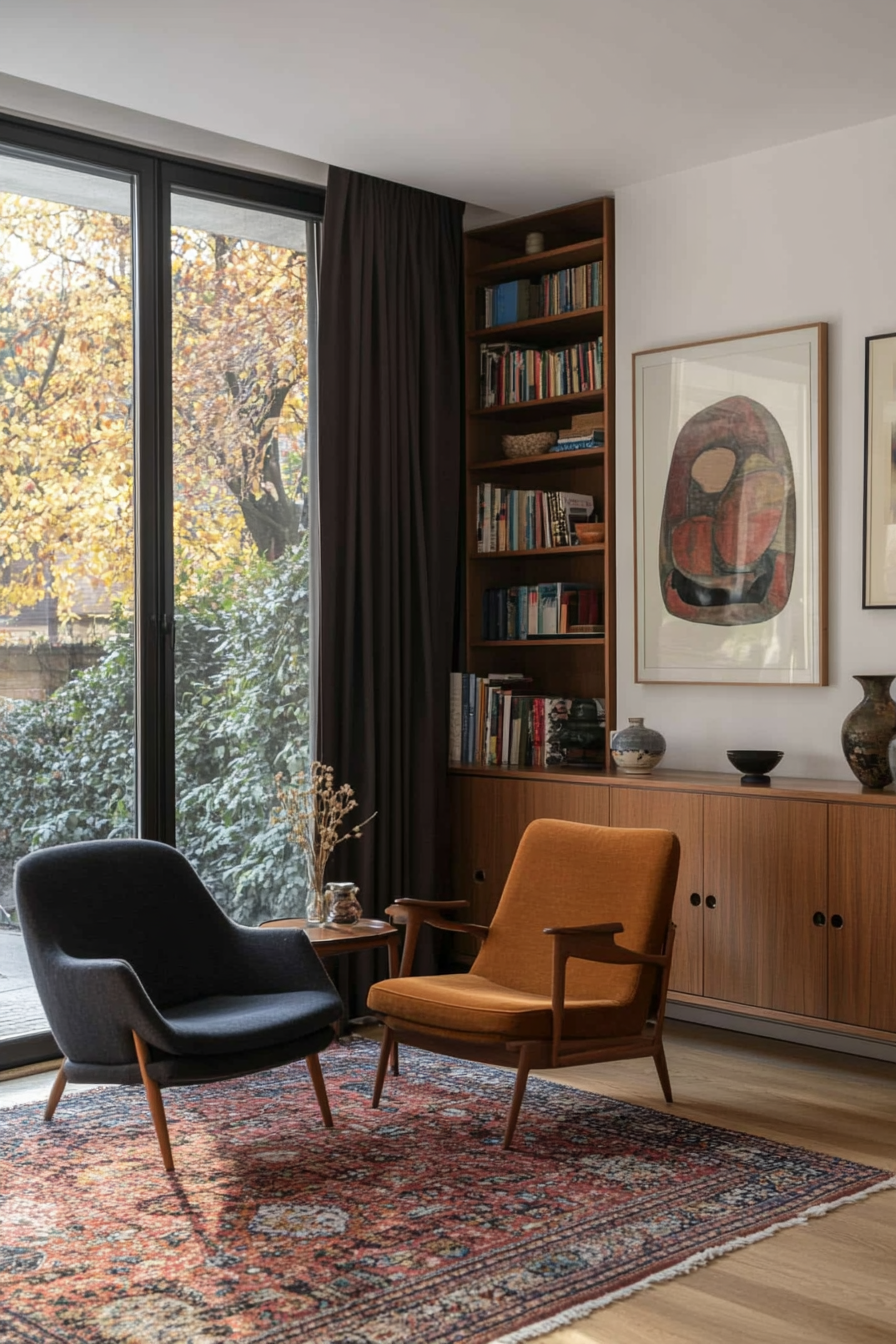 Mid-century modern built-in shelves