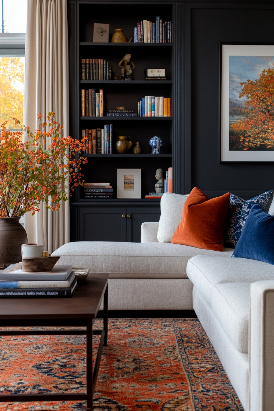 Painted built-in shelves
