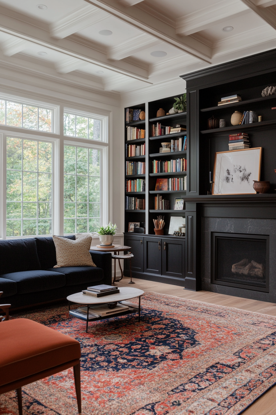 Painted built-in shelves