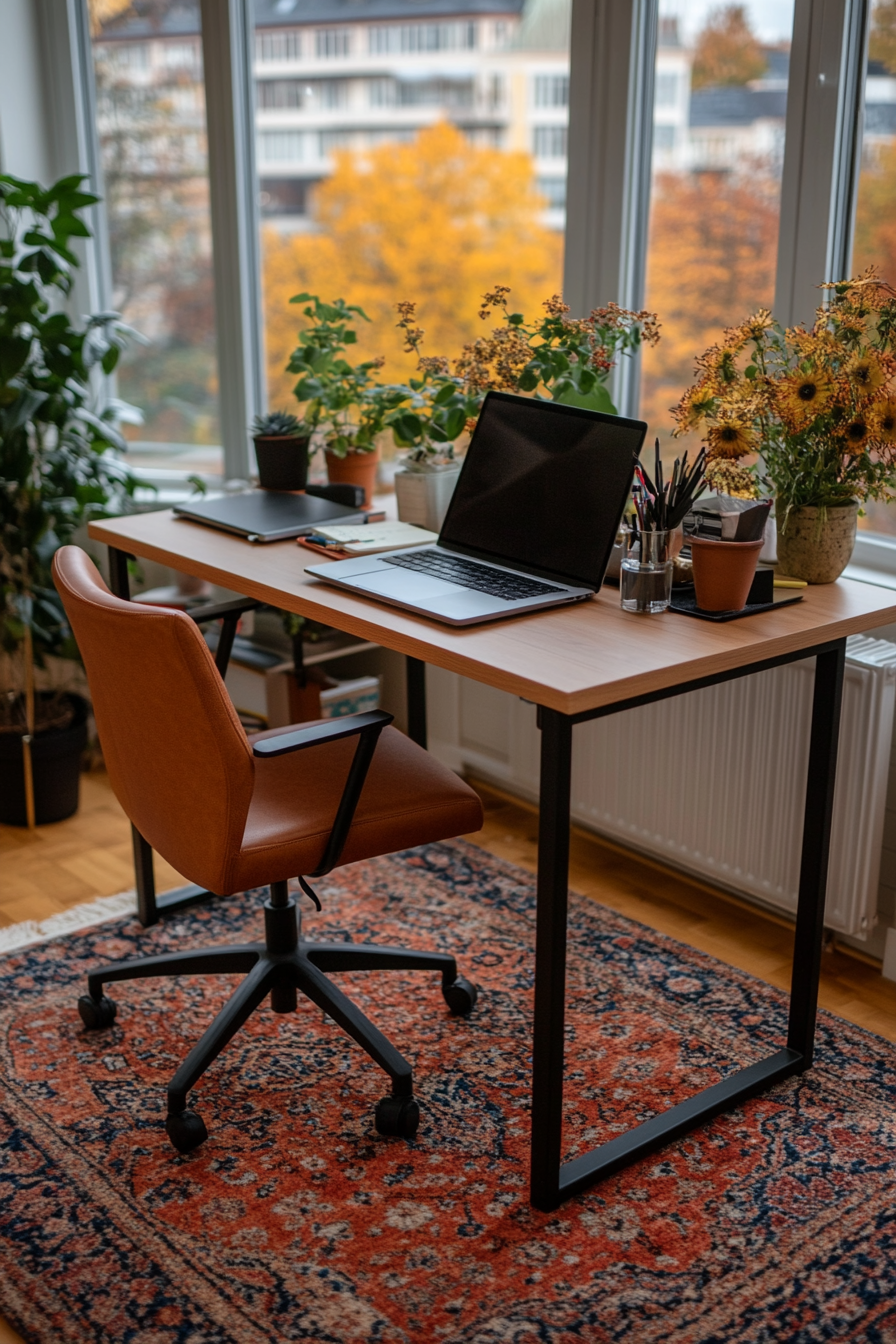 Home office with plants
