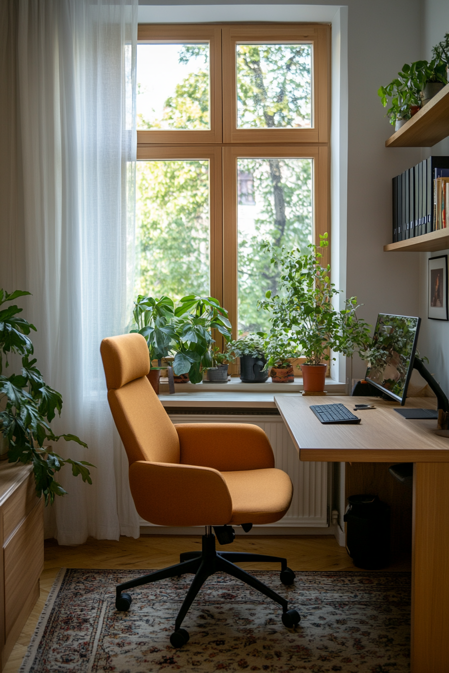 Home office with plants