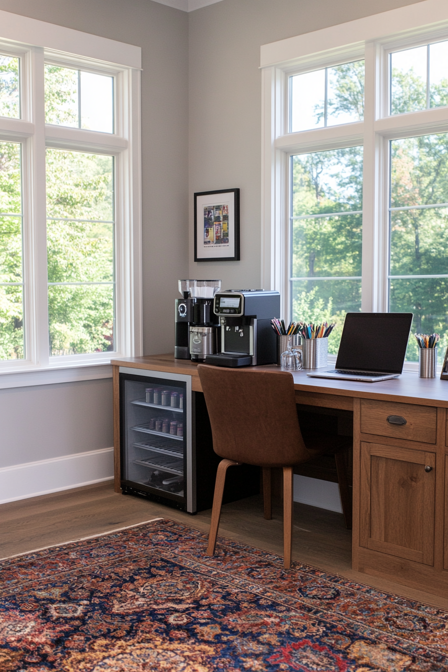Home office with refreshment station