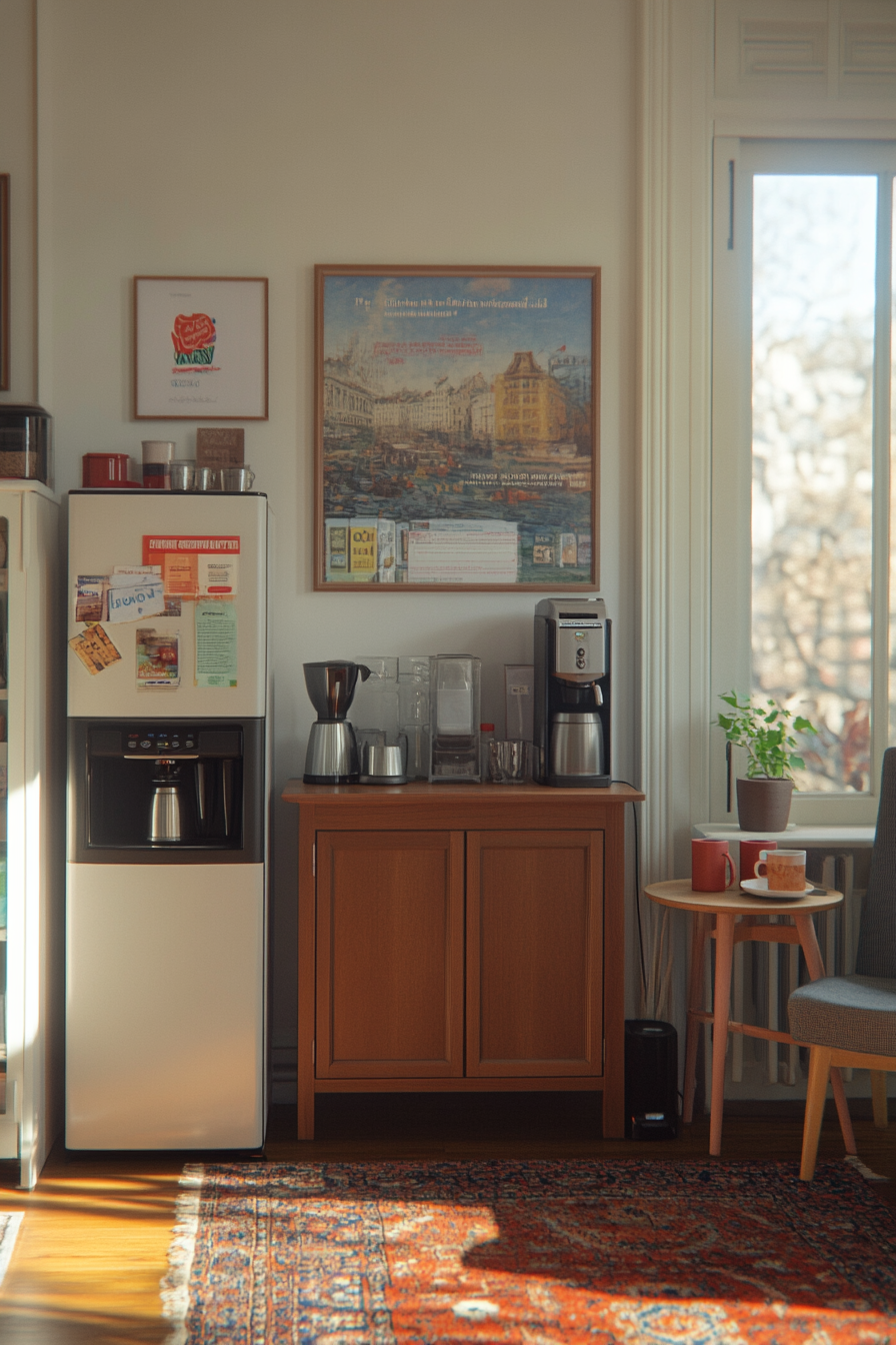 Home office with refreshment station