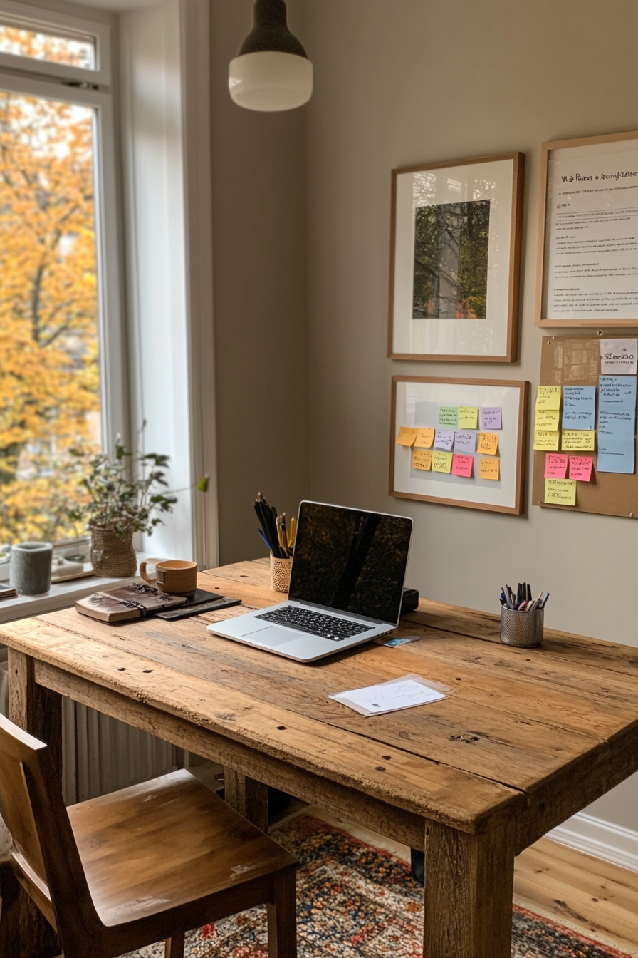 Home office with inspirational quotes