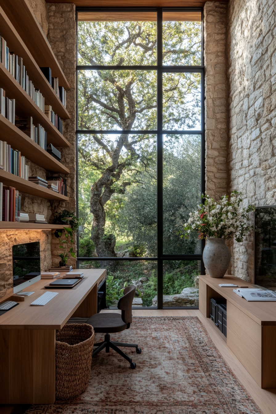 Home office with natural elements